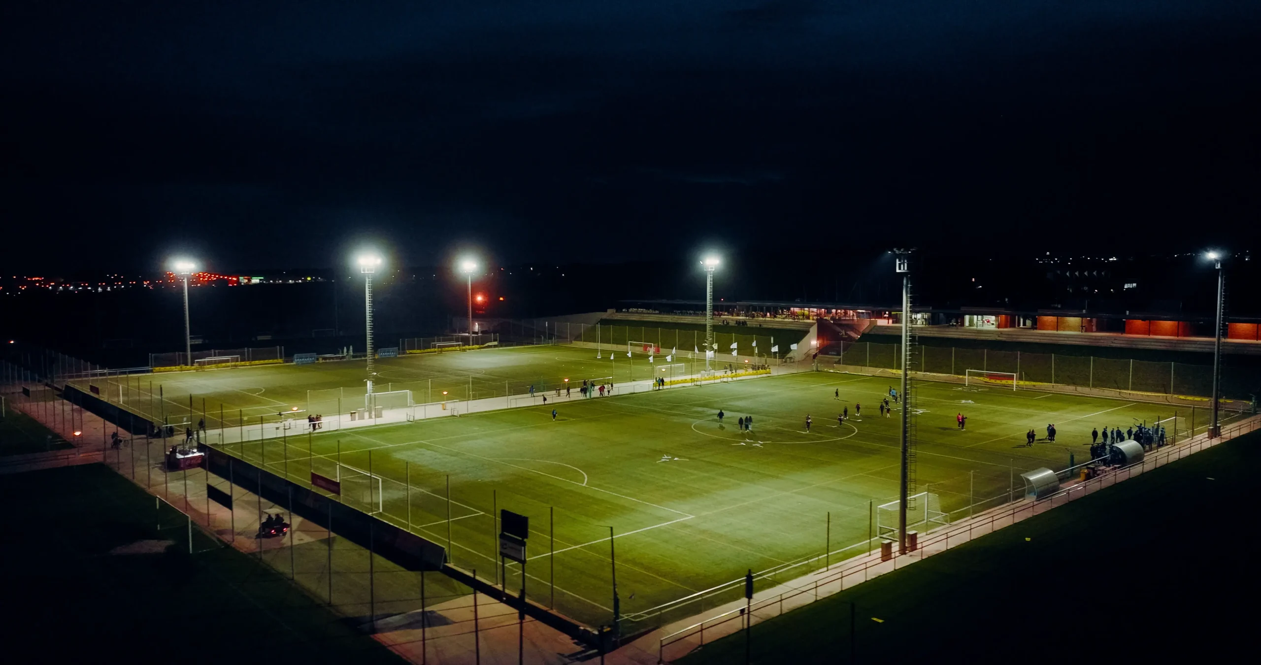 A match under floodlights at the Mediterranean Sports Hub